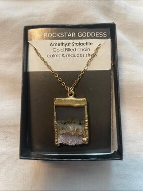 The ROCKSTAR GODDESS Amethyst Stalactite Gold-Filled Pendant Necklace